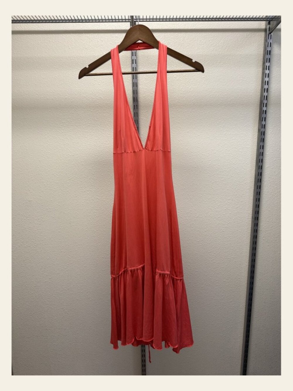 CLASS Roberto Cavalli Coral Halter Midi Dress Ruffle Hem IT 42 US 8 Italy